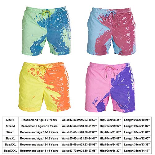 Honorall Mudança de cor engraçada Sunga Swimwear Verão Sensível à Temperatura Praia Shorts de Nataçã