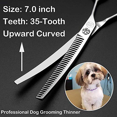 Moontay Professional 7.0" Dog Grooming Chunkers Scissors, Upward Curved