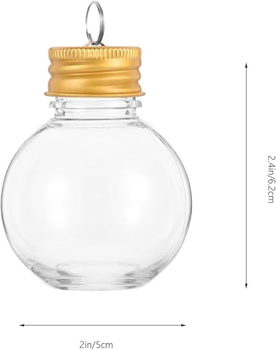 Miniatura 6 de Unomor 10 bolas de alcohol de Navidad para árbol de Navidad, adorno colgante de plástico transparente rellenable, bola colgante con tapa de rosca