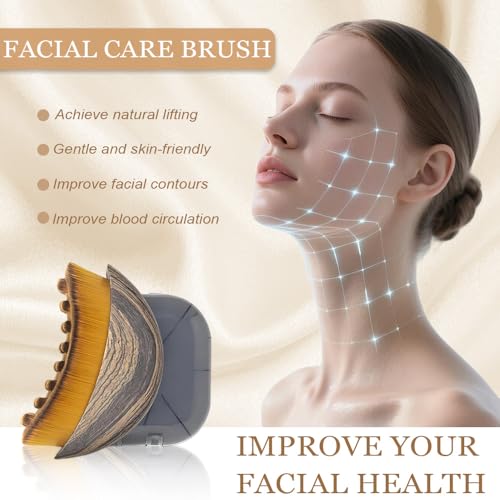 Image of 2 Pack Lymphatic Contour Face Brush & Drainage Massager - Ergonomic Sculpting Tool for Facial Contours, Skin Glow & Skincare Absorption (Contour Brush+Case)