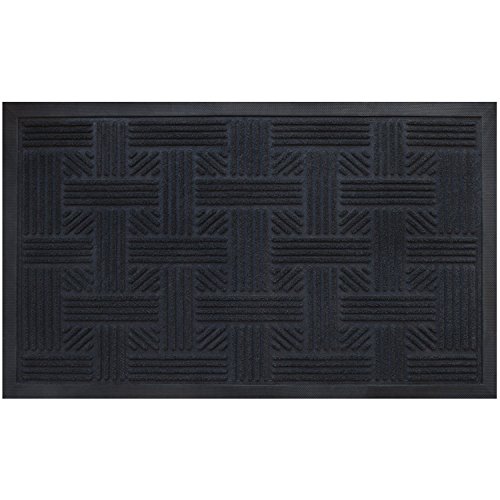 Cross Hatch Doormat by Alpine Neighbor | Low Profile Waterproof Outdoor Black Door Mat | Washable Cross-Hatch Outside Rubber Front Entrance Floor Shoes Rug | Garage Entry Carpet Decor for House Patio