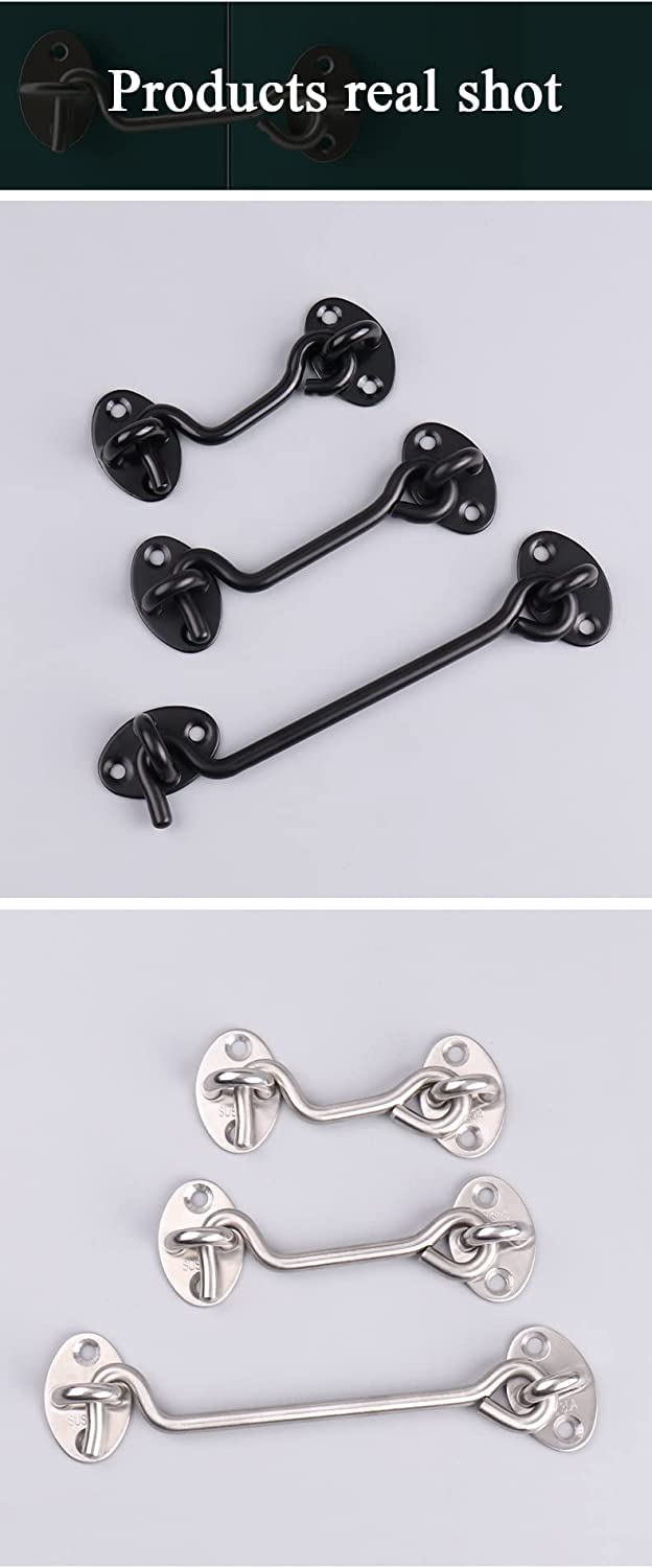 Śruby do drzwi przesuwnych z lufą Hak stodoły Zatrzask sypialni(Black,6 inches)