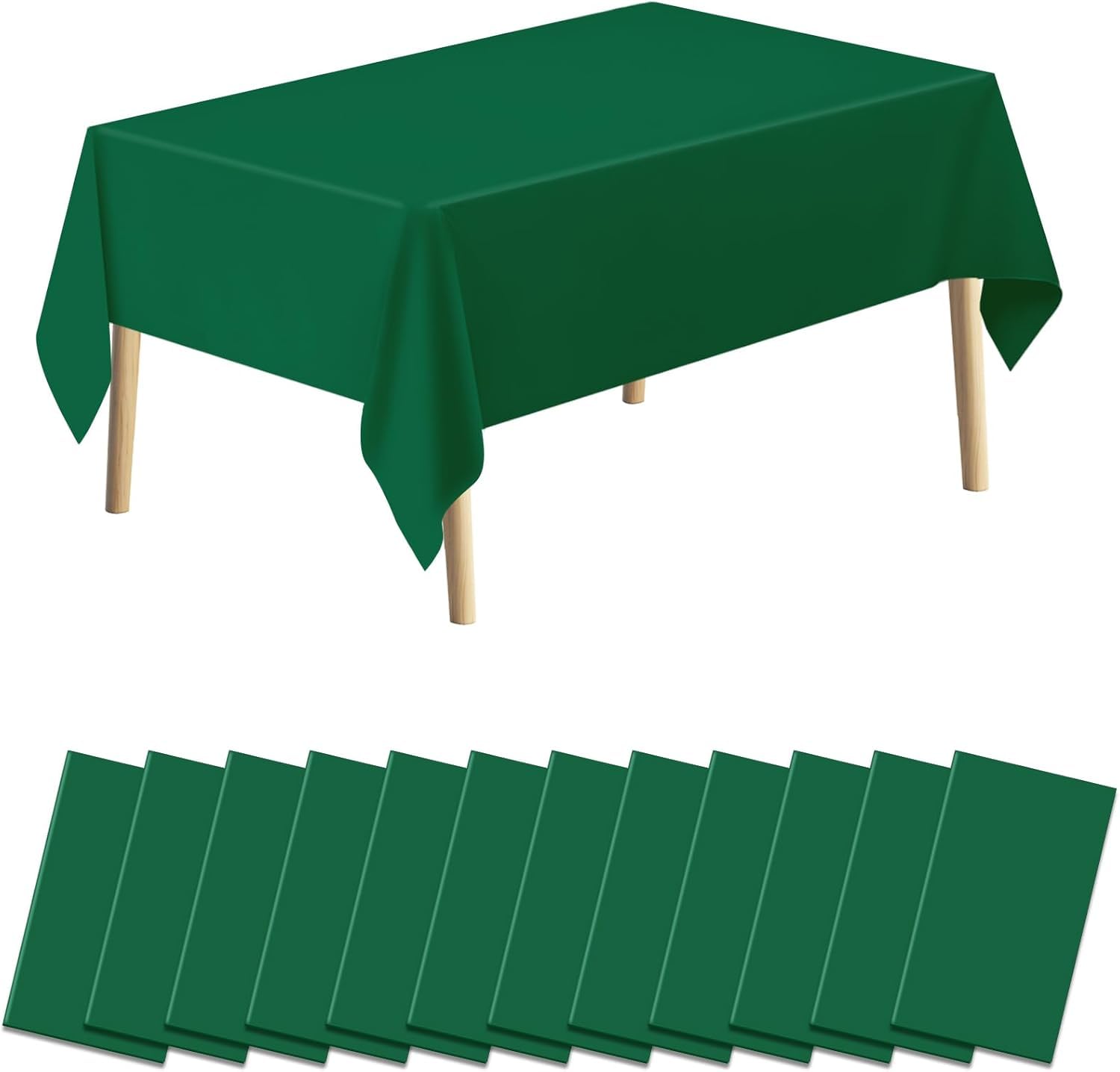 Eogrfw Green 12 Pack Disposable Tablecloths, 137 X 274 Cm Table Cloth,Plastic Table Cover, Tablecloths,Waterproof Party Tablecloth For Birthdays, Weddings, Baby Shower, Picnics