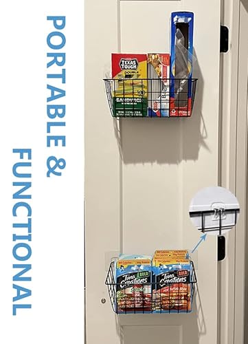 Marafansie Hanging Kitchen Baskets Wire Storage Basket Adhesive Basket Over The Cabinet Door Organizer No Drilling, For Cabinet Pantry Organization And Kitchen, Bathroom, Storage, 2 Pack, Black #TOP4