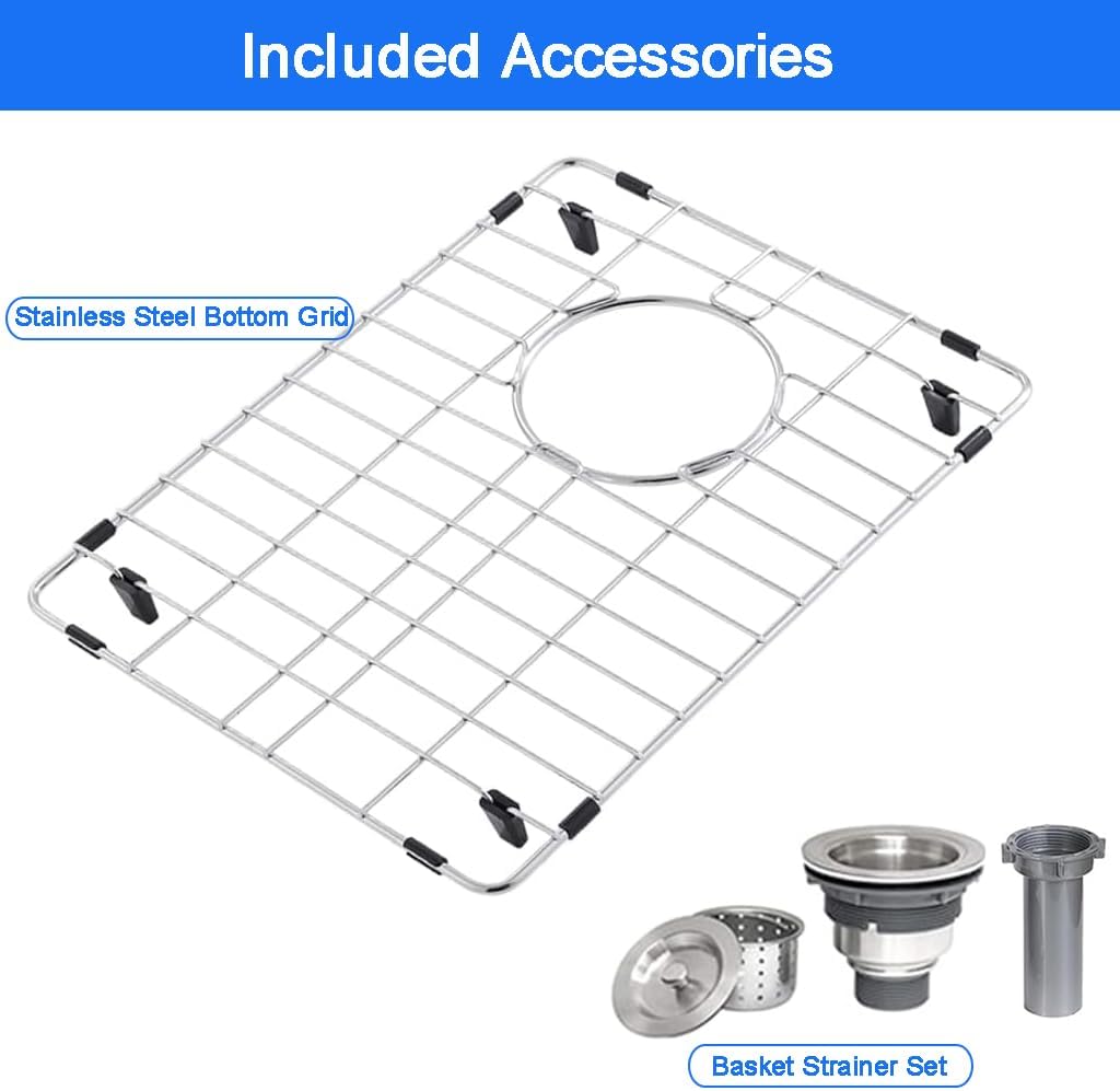 30 x 19 Inch Undermount Kitchen Bar Sink, Handmade Single Bowl 304 Stainless Steel Wet RV Sinks, Indoor and Outdoor Deep Kitchen Laundry Basin with Accessories