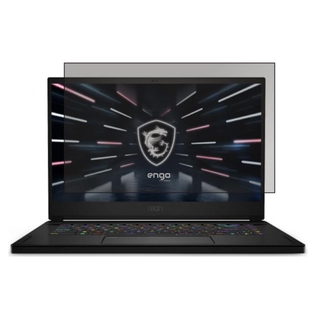 Engo Msi GF63 Thin 11SC 15.6 İnç İle Uyumlu Hayalet Ekran Koruyucu Notebook, Yandan Görünmeyen Anti-Spy Gizlilik (Privacy) Laptop Koruması, 9H Temperli Nano Kırılmaz Esnek Cam, Parlama Önleyici 16:9