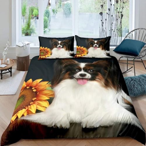 Funda Nordica Cama 135 de 3 Piezas Perros Adorables 3D Funda Nórdica 220x220 Mascotas y Animales Ropa de Cama Microfibra Funda de Edredón para Adultos + 2 Fundas de Almohada M.292