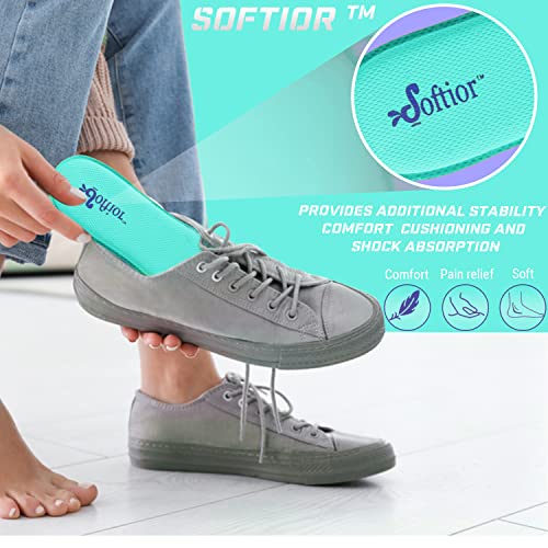 Softior Women's Memory Foam Full Length Comfort Shoe Insoles, Stay In Place, No Arch Support, Running Sports Work Hiking Shoes Replacement Inserts, Size 5-11 Pack-1 (Turquoise) #TOP6