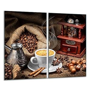 TMK 2-Teilig Herdabdeckplatte Kaffeebohnen Motiv