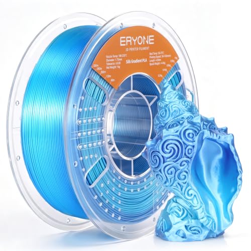 Image of ERYONE Silk Gradient 3D Printer PLA Filament 1.75 + /- 0.03mm, Shiny Multicolor Filament PLA Fast Color Change 1KG(2.2LBS), Ocean