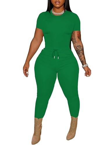 HBQ Women 2 Piece Outfits Sweatsuits Track Suits Crop Tops