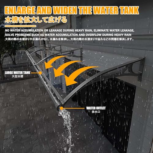 Marquesina transparente para puerta exterior e invisible toldo contra la lluvia 5