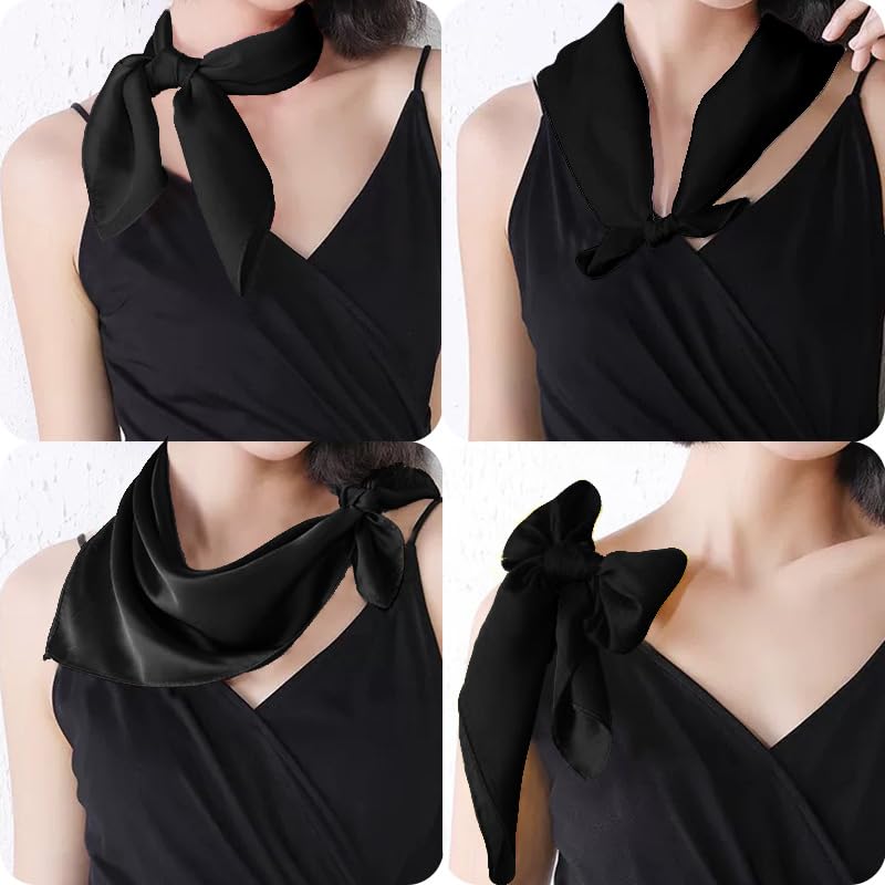 Silk Square Neck Scarf for Women Halloween Costumes Accessories for Women French Western Chiffon Hair Head Scarf3