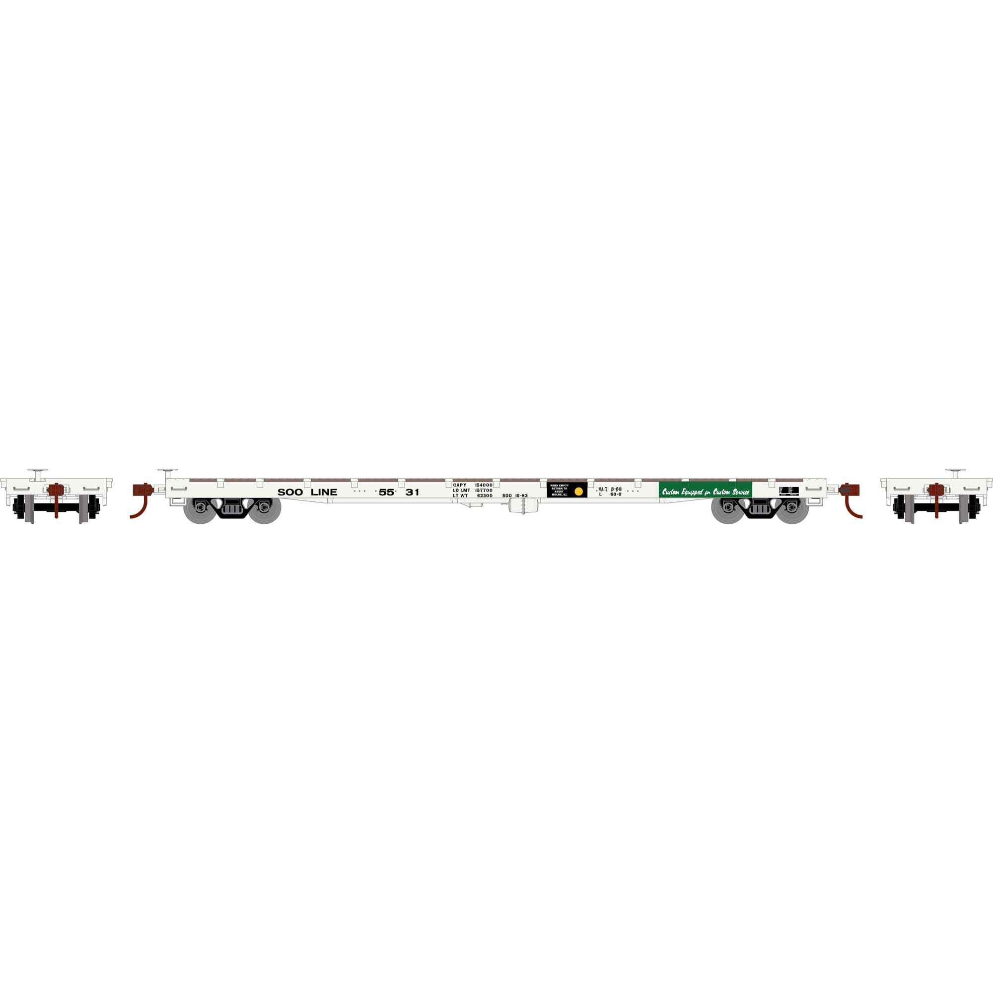 Athearn HO RTR 60' Flat SOO #5531 ATH92687 HO Rolling Stock