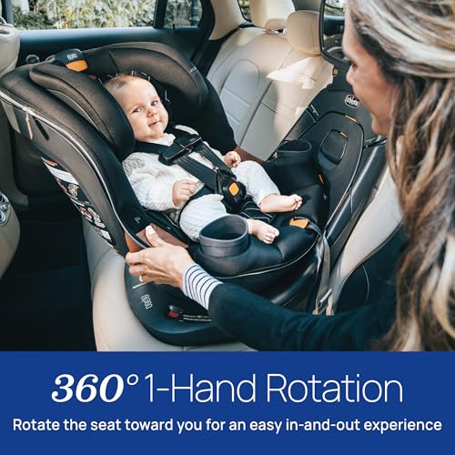 Image of Chicco Fit360 Rotating Convertible Car Seat with Mirror, Rear-Facing | Jet /Black, Fit360 Zip ClearTex, flame retardant-free, GREENGUARD Gold, convertible car seat, 4-40 lbs rear, 5-65 lbs forward