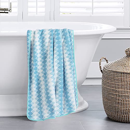 Image of Spread Spain Microfiber Towels for Bath Set of 3 (1 Bath + 2 Hand), 360 GSM, Coral Large Bath Towels, Extra Soft Plush & High Absorbent, Bath Towel for Men and Women - Green