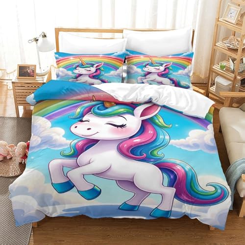 Housse de couette licorne ultra douce avec fermeture éclair 3D - 3