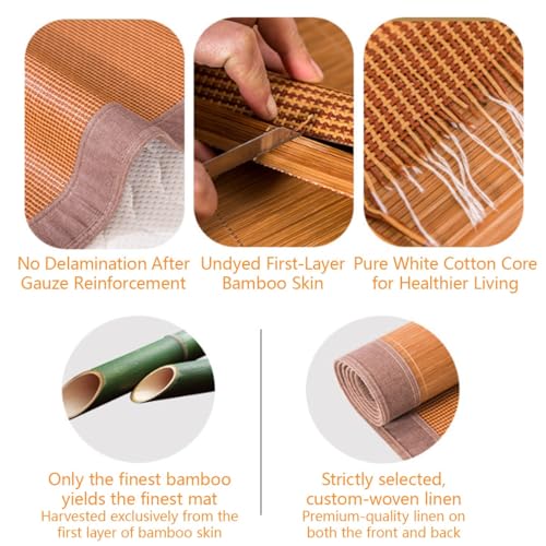 Estera de bambú plegable doble cara 100x190 esterilla de ratán cama 7