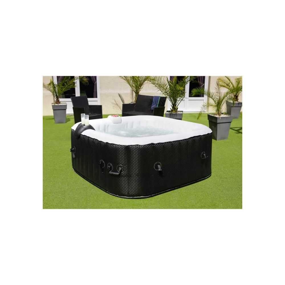 Spa gonflable SUNSPA - AC02 - 185 x 65 cm - 6 places - Carr� (Livr� avec filtre, cadenas, tapis de sol et couverture)