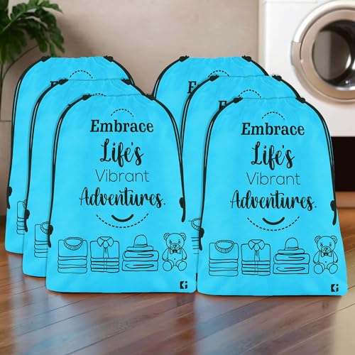 Image of Kuber Industries Pack of 6 Cloth Storage Bag | Non-Woven Storage Organizer | Travel Cloth Carrying Bag | Garments Cover for Laundry | Travel Storage Organizer for Clothing | Large | Sky Blue