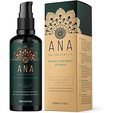 EINFÜHRUNGSPREIS - BIO Retinol Serum Hochdosiert -100ml -Vegan -Hochdosiertes Retinol + Hanfsamenöl Cover