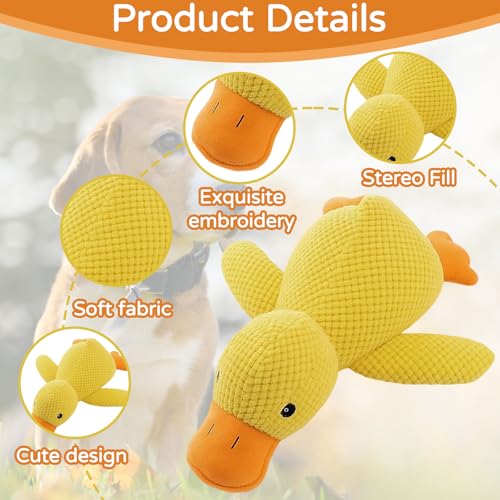 Calming Duck Toy for Dogs, Pawlove Duck Dog Toy for Anxiety Relief and Dental Hygiene, Yellow Duck Toy for Interactive Play and Senior Dogs Comfort - Image 4