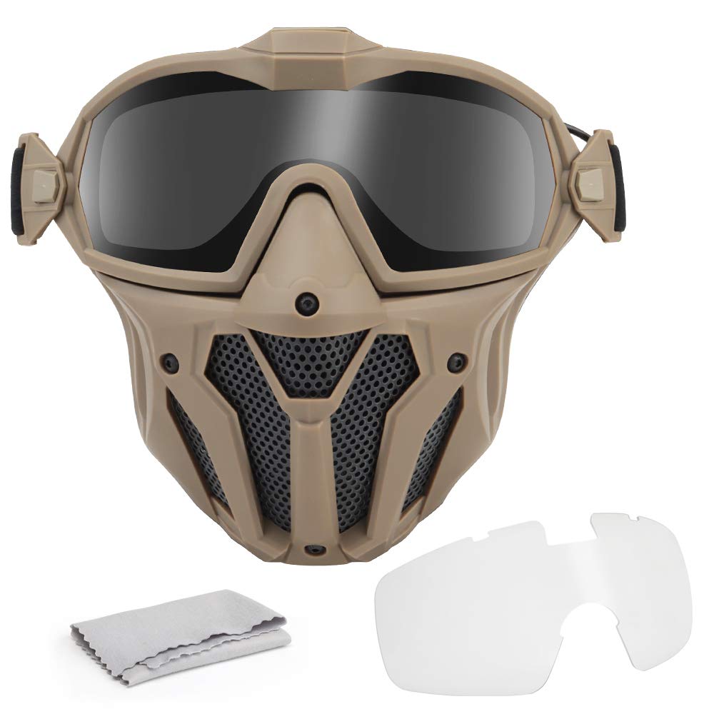 DETECH Maschera tattica per softair, paintball, con sistema di ventilazione anti-appannamento, protezione integrale del viso, traspirante, combattimento di guerra CS