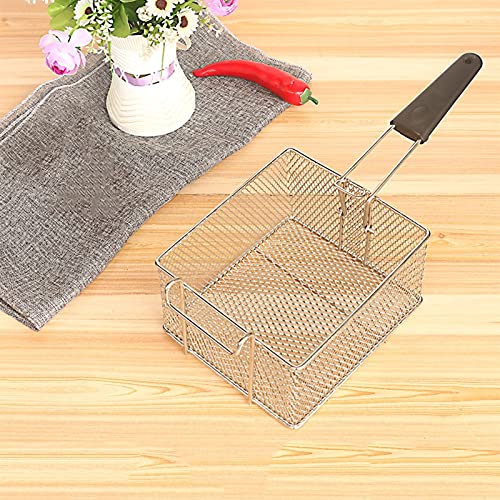 Cesta para freidora de acero inoxidable con mango extraíble para servir y escurrir en cocina 5