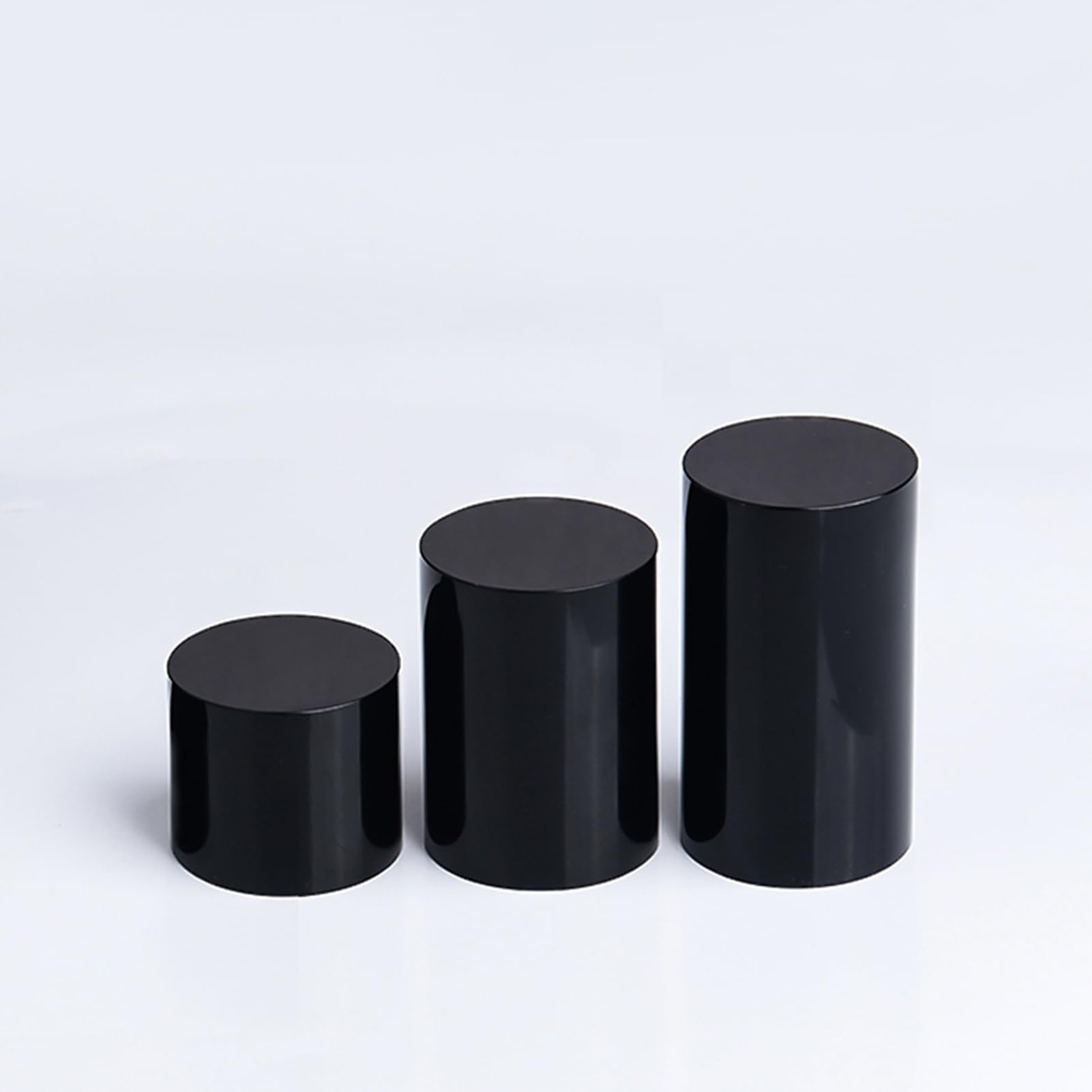 AYUWQZX Acrylic Polished Round Blocks, Acrylic Cubes And Cylinders Display Blocks Clear 5-15cm Pack Of 3(Black)