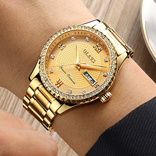 OLEVS Diamond Watches for Men,Business Dress Watch Waterproof Luminous