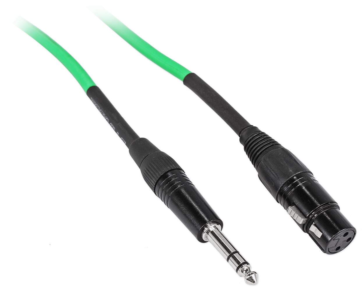 Rockville RCXFB10G 10' Female XLR to 1/4'' TRS Cable Green, 100% Copper
