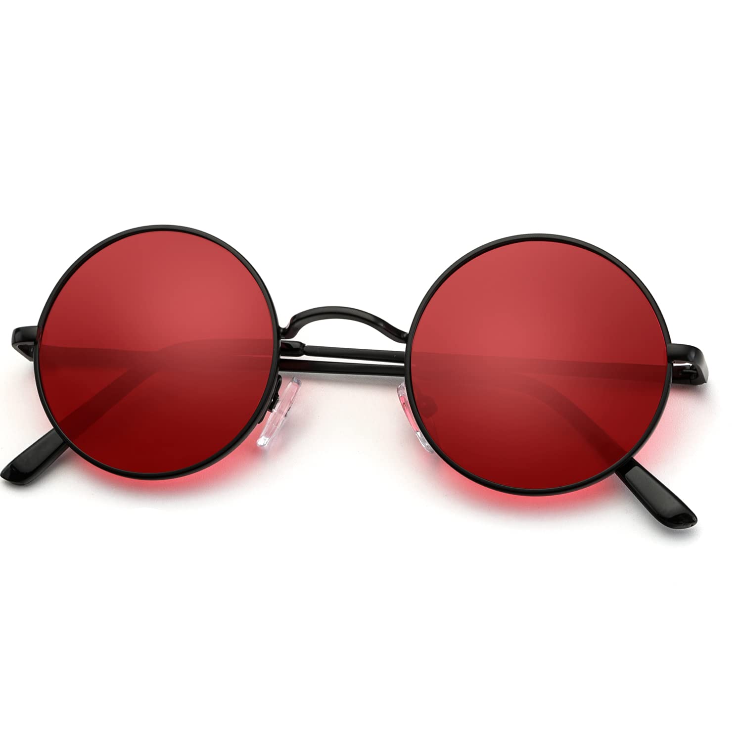 KALIYADI Round Polarized Sunglasses for Men Women Halloween Costume Retro Metal Hippie Circle Style Sun Glasses UV Protection