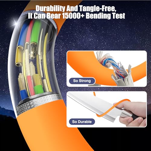 Image of 3-Pack Orange [3.3FT+6.6FT+10FT] 60W USB C to USB C Cable, Type C Fast Charging Cable for iPhone Air 17 16e 16 15 Pro Plus Pro Max，for Galaxy S25, for iPad Pro /Air /mini, for MacBook Pro /Air and More