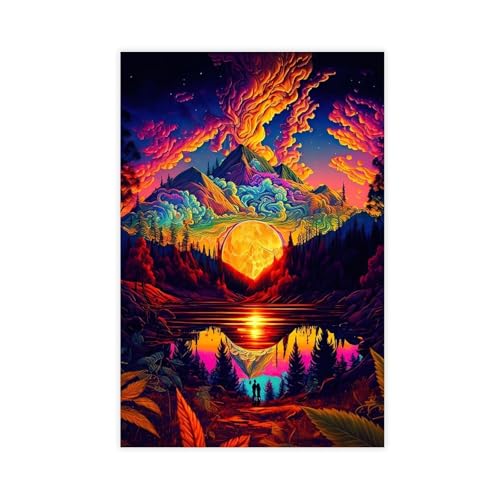Poster sur toile nature psychédélique pour décoration de chambre à coucher, bureau, chambre, cadeau, sans cadre : 30 x 45 cm