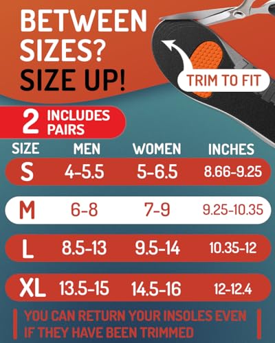 Image of 2 Packs of Sport Shock Absorbing Insoles - Basketball Athletic Shoe Cushioning Inserts Men Women - Ideal for Active Sports Running Training - Neutral Arch for Sneakers Shoes, M