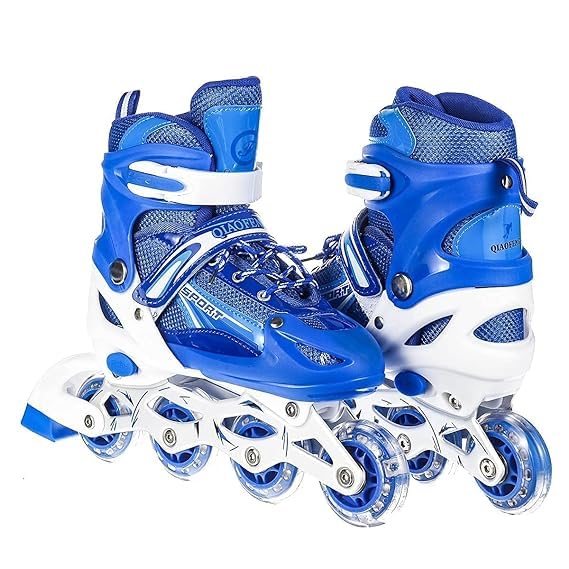 SR Brothers 4 Wheel Inline Skates Skating Shoes for Boys and Girls Age 10 to 20 Years Liner Roller Skates for Kids Shoes Roller Blades PU Strong Wheels Aluminium with LED Flash Light on Wheels (Blue) (B0CZHNYK6Z) Amazon Price History, Amazon Price Tracker