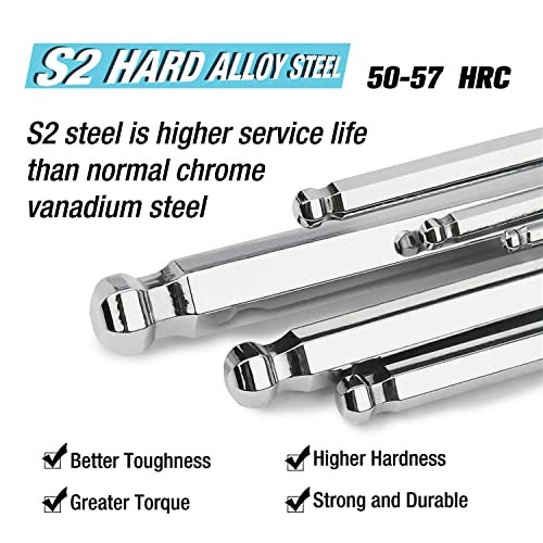 Duratech Allen Wrenches Set, T Handle Hex Key Set, 12 Pieces Long Arm Ball End Hex Wrench Set, S2 Steel, Metric (1.5-10Mm) #TOP4
