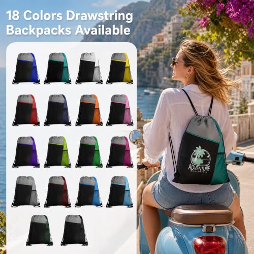 Image of Custom Non-Woven Drawstring Backpacks Bags Bulk with Logo Text, 100 /200 Pack Personalized Tote Bag Promotional Business Items for Events Brand Wedding Party Anniversary Birthday Sport Gym Gift
