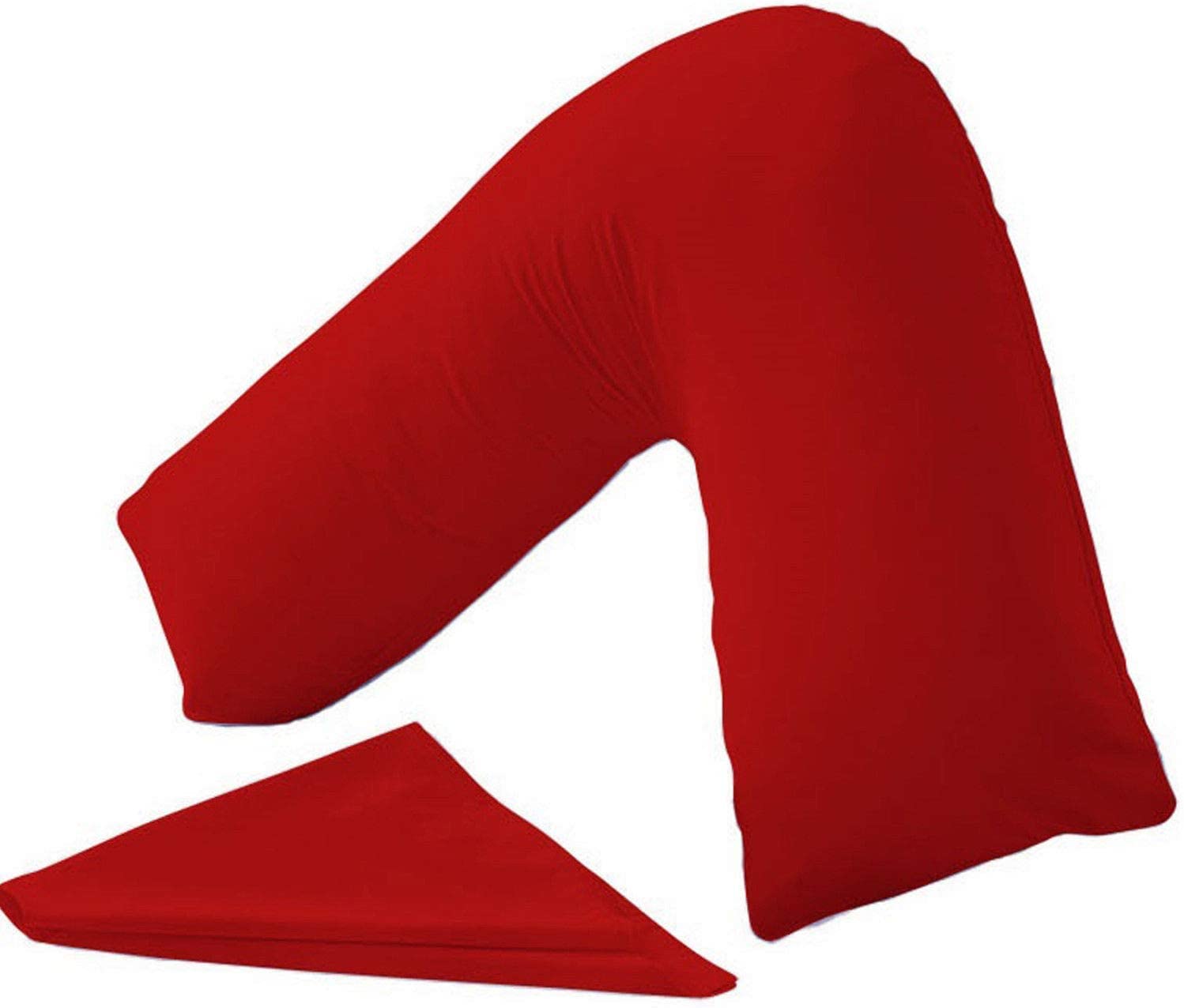 Night Zone V Shaped Polycotton Pillow Case Cover Nursing Pregnancy Maternity Orthopaedic Support PillowCase (Red)