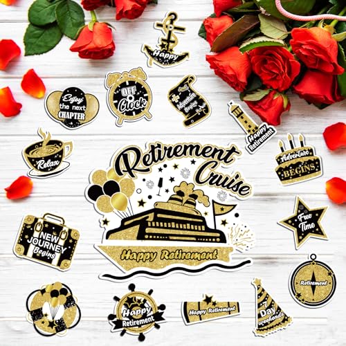 Imanes decorativos Happy Retirement Cruise en negro dorado miniatura 2