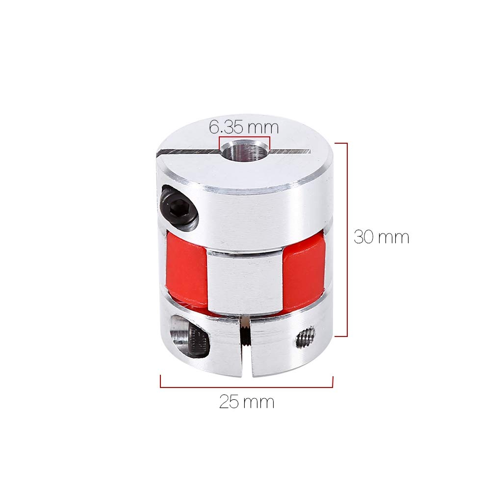 Accoppiamento Albero Motore, Morsetto Flessibile Prugna a Forma di Accoppiamento Elastico Accoppiatore 6.35 × 10mm, Albero di Accoppiamento in Alluminio Collegare per Motore Passo