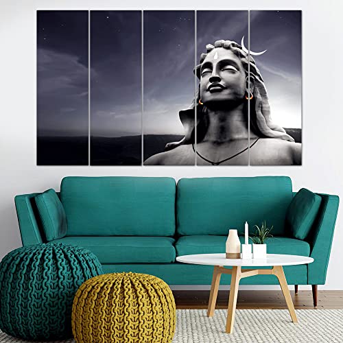 Image of Maxstone Adiyogi Shiva Shiv Shivji Bholebaba Mahadev Wall Painting for Living Room, Bedroom, Office, Hotels,Drawing Room Wooden Framed Digital Painting (30x60 inch) M1370