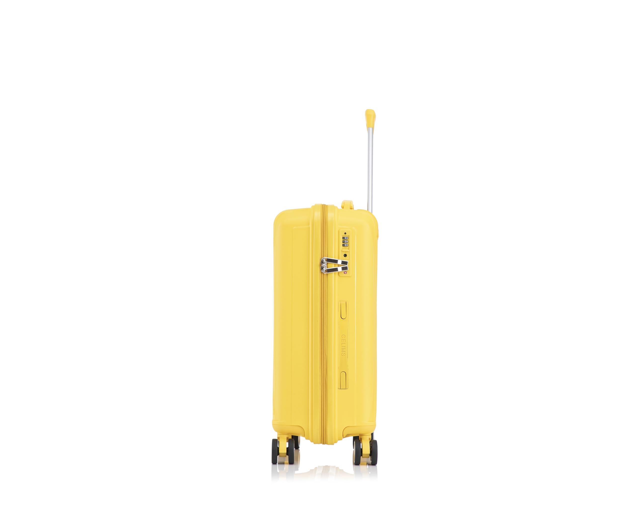 CELIMS - Valigia Media in Polipropilene 65 cm 20 kg | Trolley Rigido con Serratura TSA | 8 Ruote Girevoli 360° | Leggera Capiente Viaggio | Impermeabile | Giallo