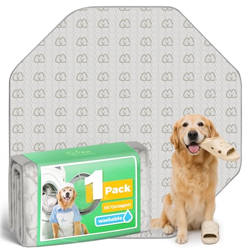 Image of FXW Washable Pee Pads for Dogs, Leak-Proof & Non-Slip, Specifically Designed for FXW Rollick /Homeplus 32 /40 /45inch 8 Panels Dog Playpen, 34 inch Octagon, Khaki, 1 Pack