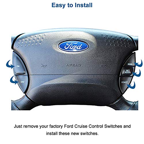 Ford Ranger Explorer Steering Wheel Cruise Control Switch Button Kit F87Z9C888Bb Fits Ford 1998-2003 Ranger, 2001-2005 Explorer Sport Trac, F150, Mercury Mountaineer, Mazda B3000 #TOP3