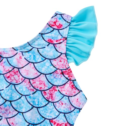 Vieille Toddler Little Girls One Piece Swimsuits Ruffles Bathing Suits Mermaid Dinosaur Swimwear 2-7T3