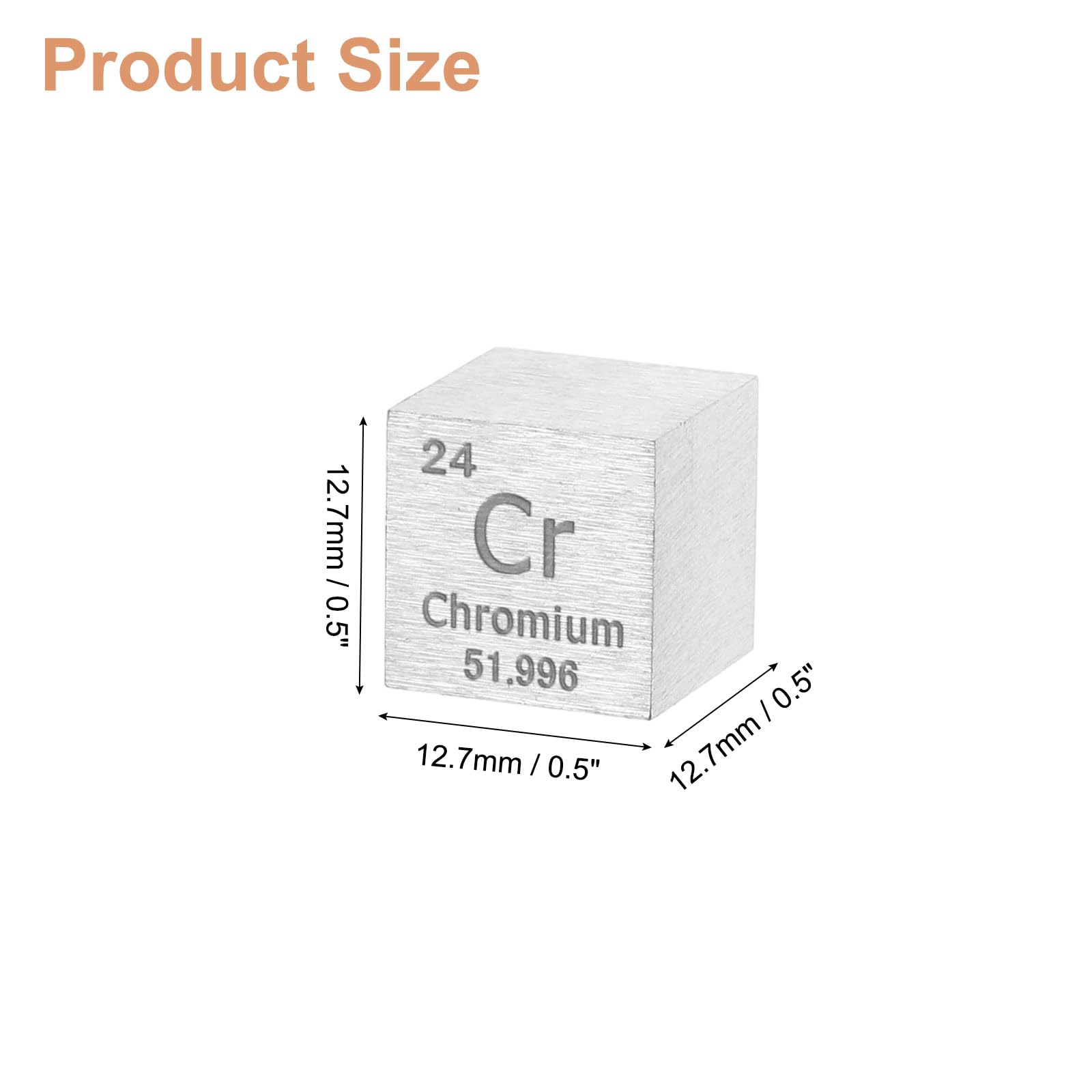 uxcell Chromium Cube, 0.5 Inch High Density Metal Element Cube Metal Density for Chemical Elements Collection Science Education Experiment Application, Silver