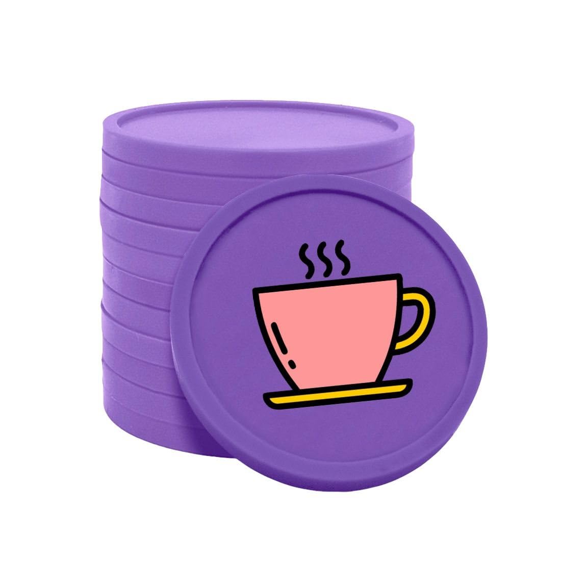 CombiCraft Plastic Tokens with Coffee Cup Print in Purple - 100 Pieces per Pack - 29 mm Diameter - Ideal as Payment Methods for Events โ image 1