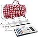 Haumei Cute Checkered Pencil Case, Red White Plaid, Large Capacity Gingham Pattern Pen Bag with Handle, Big Stationery Organizer, Multi-Use Storage Pouch, 8.7x1.6x4.7 Inches, Red
