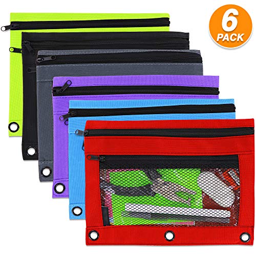 Emraw Double Pocket Zipper Pencil Pouch Document Bag Zip File Folders with 3